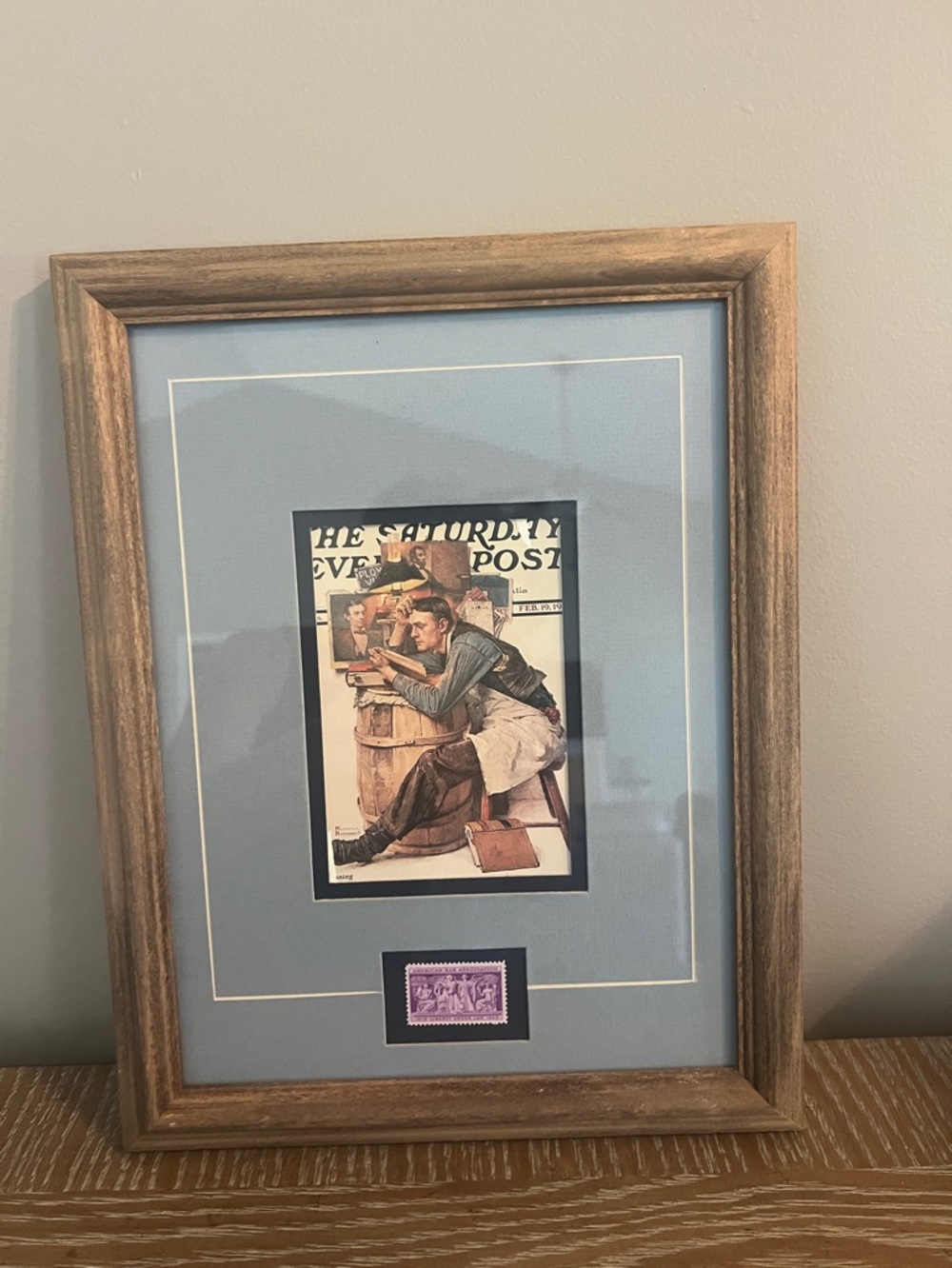 Framed Saturday Evening Post Print with Purple Lawyer Stamp